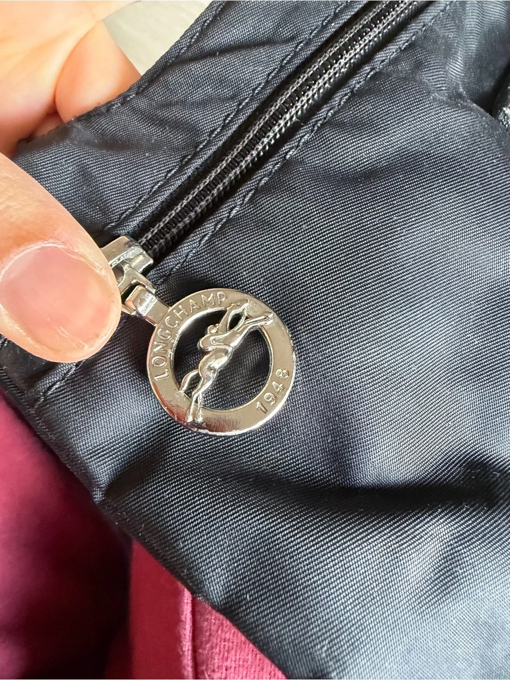 Longchamp Black Nylon Crossbody Bag with Stud Detail - Picture 4 of 6